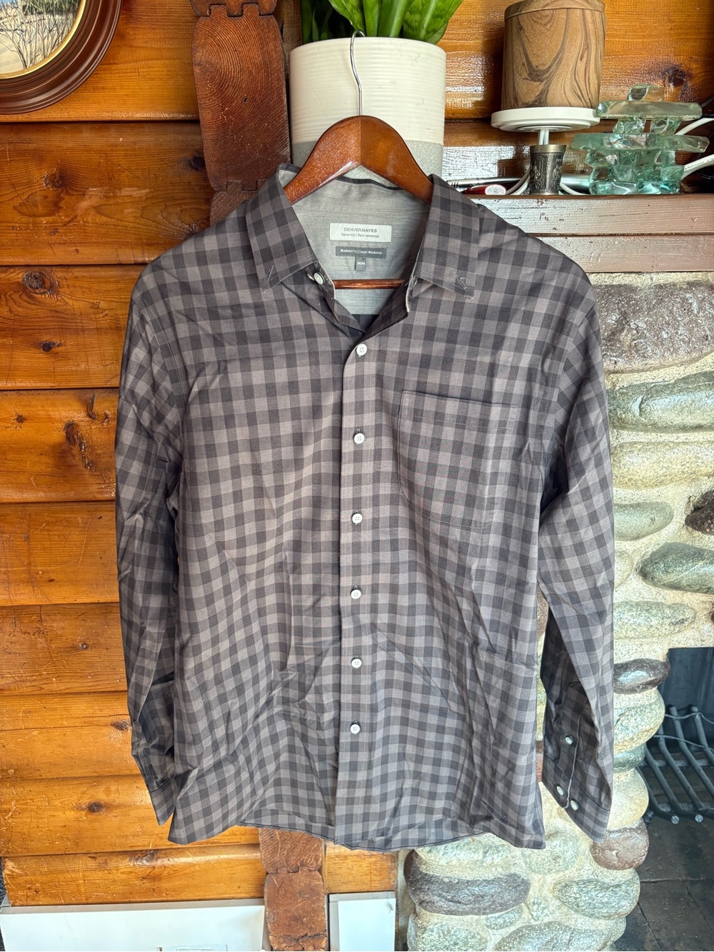 Denver Hayes Men’s Modern Fit Plaid Button Down Shirt Medium